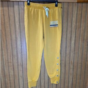 No Boundaries Joggers Snap‎ Side Athleisure Lounge Pants Yellow Nope Graphic M